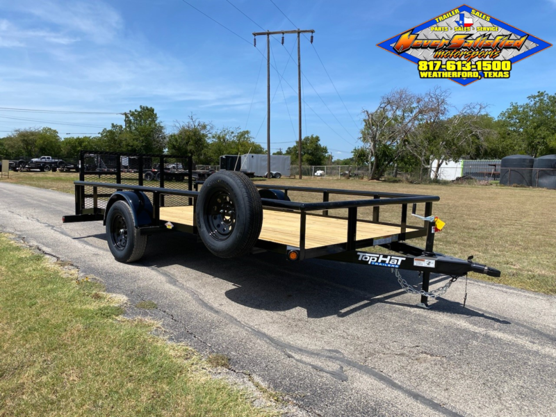 2025 TOP HAT 77" X 14' PIPE TOP SINGLE AXLE UTILITY TRAILER W/ 2' DOVE TAIL, 3' RAMP GATE WITH SPARE 2,990 GVWR