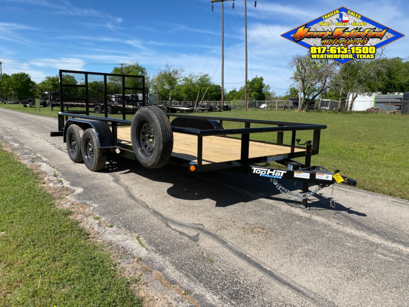 2025 TOP HAT 83" X 16' PIPE TOP UTILITY TRAILER WITH 4' SPRING ASSIST RAMP GATE, SPARE 7,000 GVWR