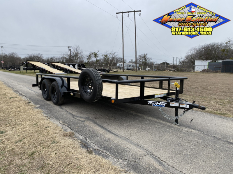 2025 TOP HAT 83" X 16' PIPE TOP TRAILER WITH SLIDE OUT RAMPS W/ SPARE 7,000 GVWR