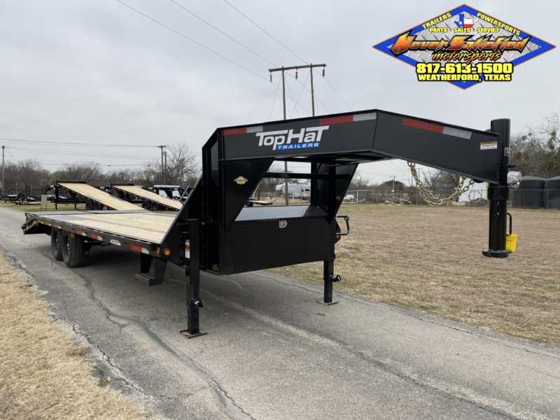 2025 TOP HAT 102" X 20' + 5' GOOSENECK TRAILER WITH JUMBO RAMPS AND SPARE 15,900 GVWR