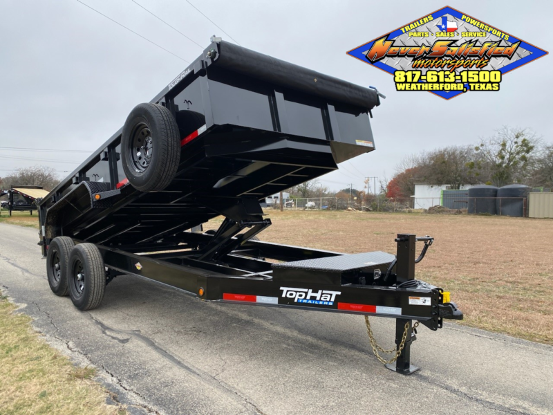 2025 TOP HAT 83" X 16' LOW PROFILE DUMP TRAILER WITH TARP, RAMPS AND SPARE 14,000 GVWR