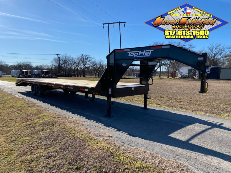 2025 TOP HAT 102" X 20' + 5' GOOSENECK TRAILER WITH JUMBO RAMPS AND SPARE 17,500 GVWR