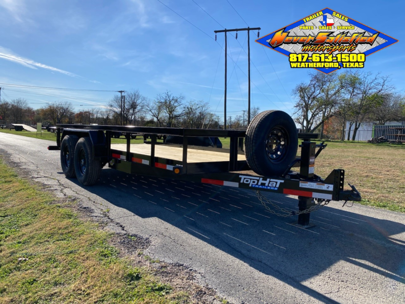 2025 TOP HAT 83" X 16' HD SQUARE TOP UTILITY TRAILER W/ SLIDE OUT RAMPS, SPARE 14,000 GVWR