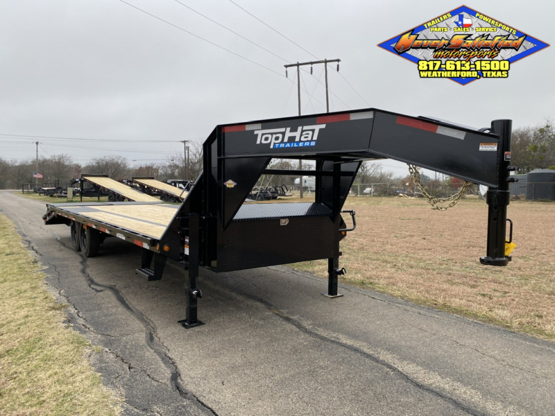 2025 TOP HAT 102" X 20' + 5' GOOSENECK TRAILER WITH JUMBO RAMPS AND SPARE 17,500 GVWR