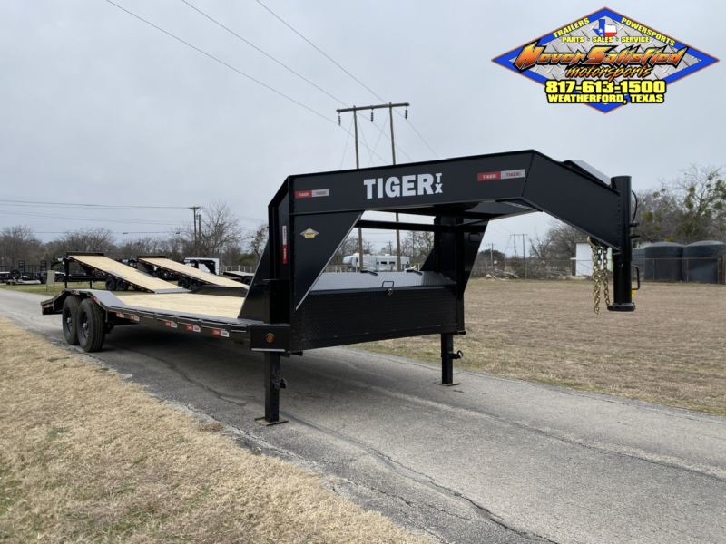 2025 TIGERTX 102" X 26' GOOSENECK TRAILER W/ DRIVE OVER FENDERS AND SLIDE IN RAMPS, SPARE 14,000 GVWR