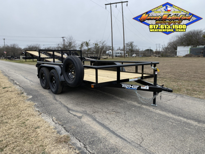 2025 TOP HAT 77" X 12' TANDEM AXLE UTILITY TRAILER W/ 2' DOVE TAIL, 3' RAMP GATE, SPARE 4,490 GVWR