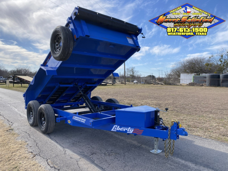 2025 LIBERTY 6' X 12' DUMP TRAILER WITH TARP, RAMPS AND SPARE 9,990 GVWR BLUE