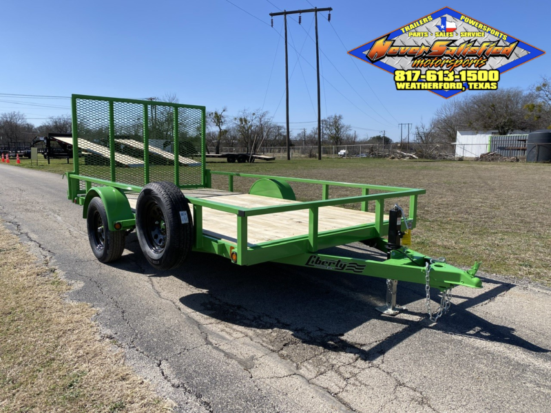 2025 LIBERTY 78" X 12' SINGLE AXLE TRAILER W/ RAMP GATE, SPARE 2,990 GVWR LIME