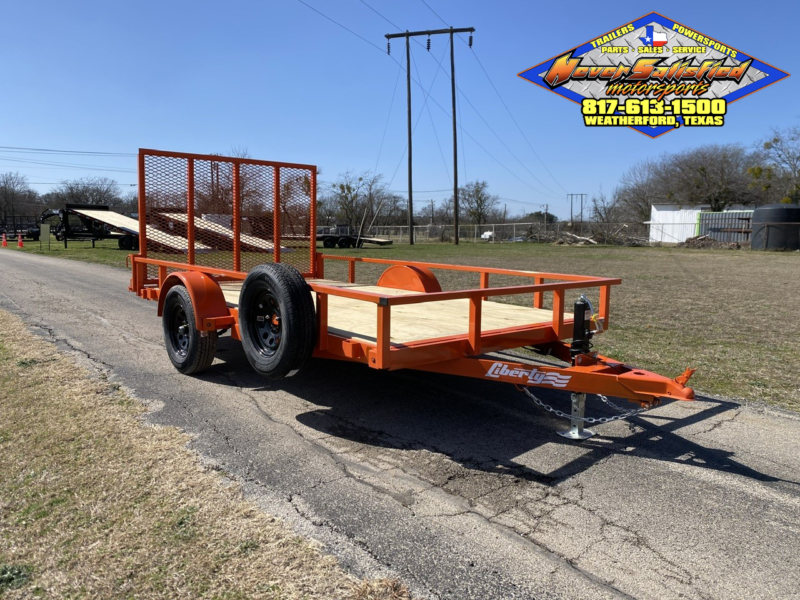 2025 LIBERTY 78" X 12' SINGLE AXLE TRAILER W/ RAMP GATE, SPARE 2,990 GVWR ORANGE