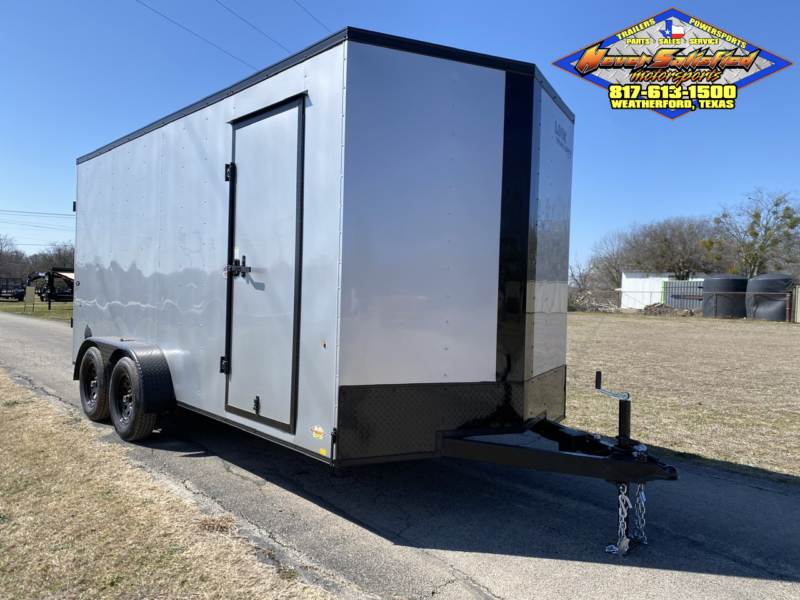 2025 LOOK 7' X 16' TANDEM AXLE ENCLOSED CARGO TRAILER WITH SPARE WHITE 7,000 GVWR SILVER/BLACK