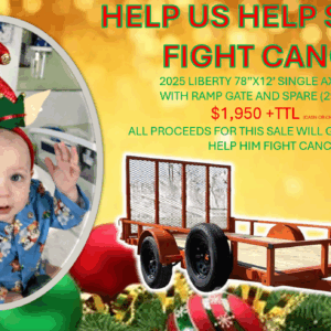 2025 LIBERTY 78" X 12' SINGLE AXLE TRAILER W/ RAMP GATE, SPARE 2,990 GVWR ORANGE