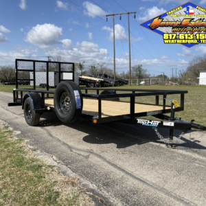 2025 TOP HAT 83″ X 14′ PIPE TOP UTILITY TRAILER W/ 4′ SPRING ASSIST RAMP GATE, SPARE 2,990 GVWR