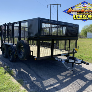 2025 TOP HAT 83″ X 12′ TANDEM AXLE LANDSCAPE TRAILER WITH WEEDEATER RACKS, TOOL CAGE AND SPARE