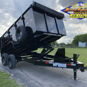 2025 MP CUSTOMS 83" X 14' DUMP TRAILER WITH 4' SIDEWALLS, TARP, RAMPS AND SPARE 14,000 GVWR