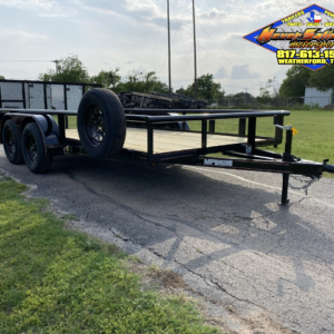 2025 MP CUSTOMS 83" X 14' TANDEM AXLE UTILITY TRAILER W/ 2' DOVE TAIL, 3' RAMP GATE, SPARE 7,000 GVWR