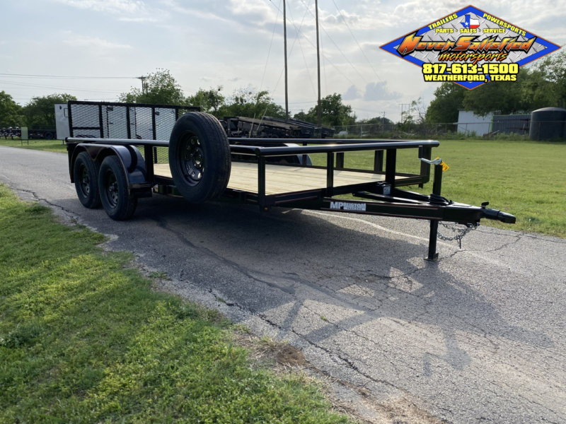 2025 MP CUSTOMS 83" X 14' TANDEM AXLE UTILITY TRAILER W/ 2' DOVE TAIL, 3' RAMP GATE, SPARE 7,000 GVWR