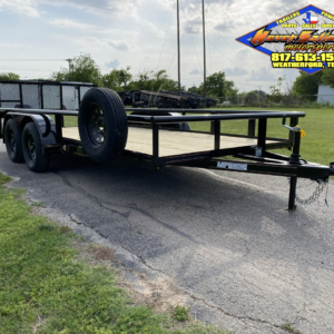 2025 MP CUSTOMS 83" X 16' TANDEM AXLE UTILITY TRAILER W/ 2' DOVE TAIL, 3' RAMP GATE, SPARE 7,000 GVWR