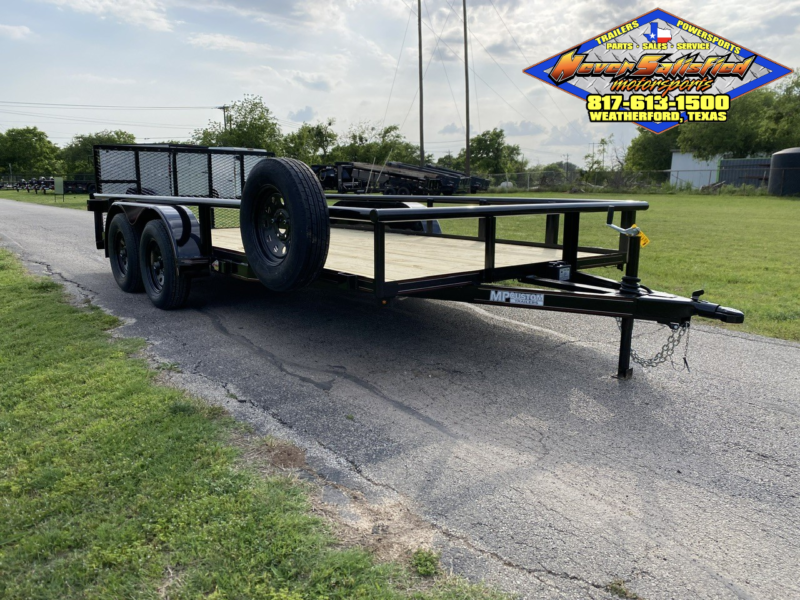 2025 MP CUSTOMS 83" X 16' TANDEM AXLE UTILITY TRAILER W/ 2' DOVE TAIL, 3' RAMP GATE, SPARE 7,000 GVWR