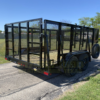 2025 TOP HAT 83″ X 12′ TANDEM AXLE LANDSCAPE TRAILER WITH WEEDEATER RACKS, TOOL CAGE AND SPARE - Image 4