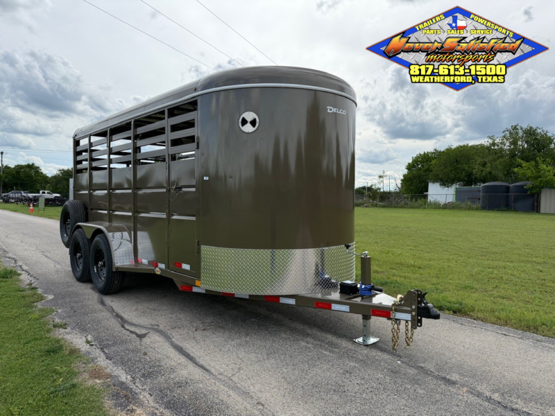 2025 DELCO 6' X 16' BUMPER PULL STOCK TRAILER WESTERN BEIGE 12,000 GVWR