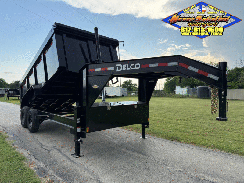 2025 DELCO 83" X 14' GOOSENECK TELESCOPING DUMP TRAILER WITH 4' SIDEWALLS, TARP, RAMPS AND SPARE 14,000 GVWR