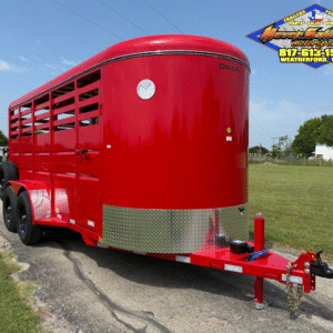 2025 DELCO 6' X 16' BUMPER PULL STOCK TRAILER RED 12,000 GVWR