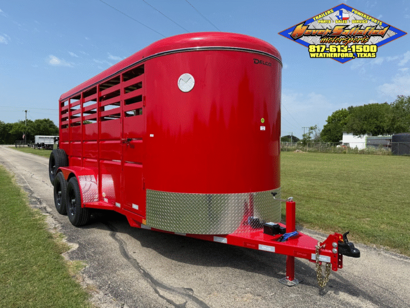 2025 DELCO 6' X 16' BUMPER PULL STOCK TRAILER RED 12,000 GVWR