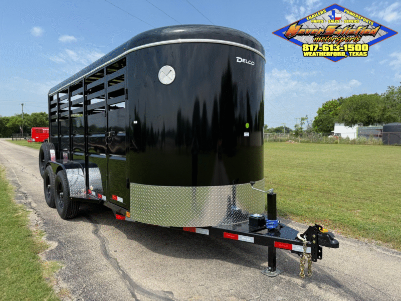 2025 DELCO 6' X 16' BUMPER PULL STOCK TRAILER BLACK 12,000 GVWR