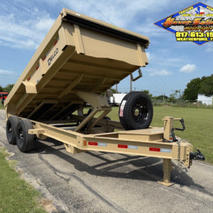 2025 DELCO 83" X 14' DUMP TRAILER WITH TARP, RAMPS AND SPARE MOJAVE TAN 14,000 GVWR