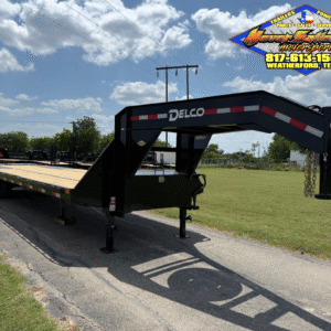 2025 DELCO 102" X 27' + 5' GOOSENECK TRAILER WITH MONSTER RAMPS AND SPARE 20,000 GVWR