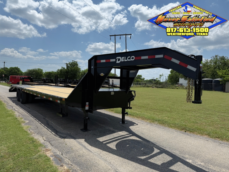 2025 DELCO 102" X 27' + 5' GOOSENECK TRAILER WITH MONSTER RAMPS AND SPARE 20,000 GVWR