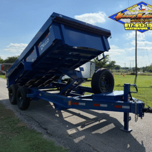 2025 DELCO 83" X 14' DUMP TRAILER WITH TARP, RAMPS AND SPARE MOUNTAIN BLUE 14,000 GVWR