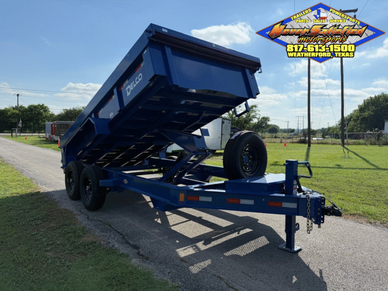 2025 DELCO 83" X 14' DUMP TRAILER WITH TARP, RAMPS AND SPARE MOUNTAIN BLUE 14,000 GVWR