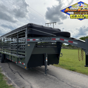 2025 DELCO 6' 8" X 24' BAR TOP GOOSENECK CATTLE STOCK TRAILER GRAY/BLACK 14,000 GVWR
