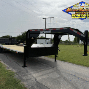 2025 MP CUSTOMS 102" X 30' GOOSENECK TRAILER W/ DRIVE OVER FENDERS, STAND UP RAMPS AND SPARE 16,000 GVWR