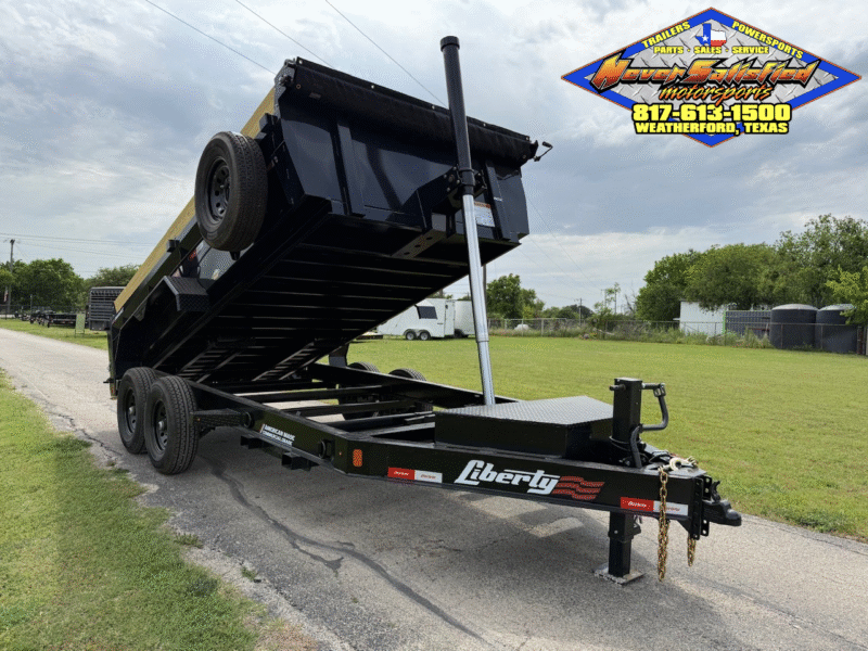 2025 LIBERTY 83" X 14' TELESCOPING DUMP TRAILER WITH TARP, RAMPS AND SPARE 15,400 GVWR