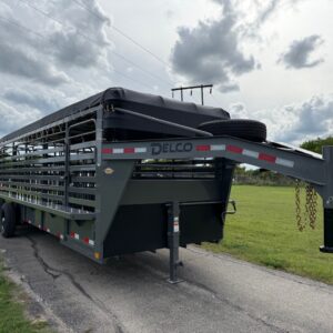 2025 DELCO 6' 8" X 24' BAR TOP GOOSENECK CATTLE STOCK TRAILER GRAY/BLACK 14,000 GVWR