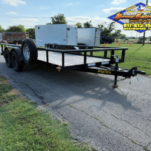 2021 BIG TEX 83" X 16' PIPE TOP TRAILER WITH SLIDE OUT RAMPS W/ SPARE 7,000 GVWR