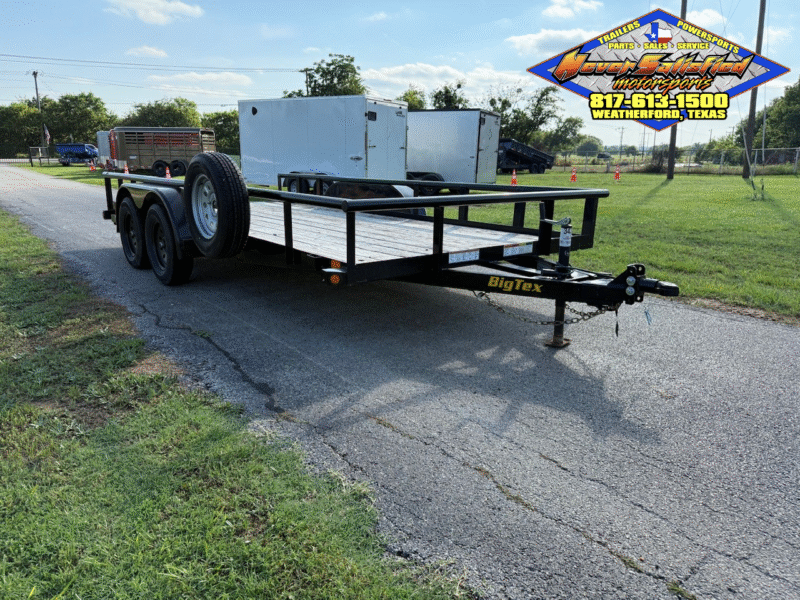2021 BIG TEX 83" X 16' PIPE TOP TRAILER WITH SLIDE OUT RAMPS W/ SPARE 7,000 GVWR