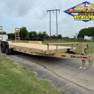 2025 DELCO 83" X 22' BUMPER PULL EQUIPMENT TRAILER WITH STAND UP RAMPS MOJAVE TAN 14,000 GVWR