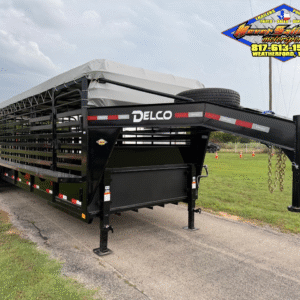 2025 DELCO 6' 8" X 32' BAR TOP GOOSENECK CATTLE STOCK TRAILER BLACK/GREY 21,000 GVWR