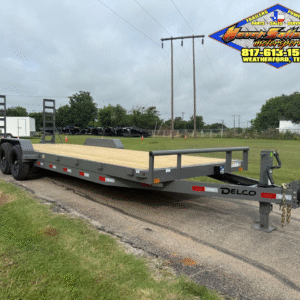 2025 DELCO 83" X 24' BUMPER PULL EQUIPMENT TRAILER WITH STAND UP RAMPS FIGHTER JET GRAY 14,000 GVWR