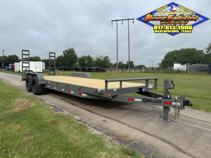 2025 DELCO 83" X 24' BUMPER PULL EQUIPMENT TRAILER WITH STAND UP RAMPS FIGHTER JET GRAY 14,000 GVWR