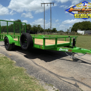 2025 LIBERTY 78" X 14' SINGLE AXLE TRAILER W/ DOVE TAIL, RAMP GATE, SPARE LIME GREEN 2,990 GVWR