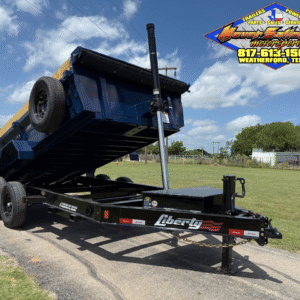 2025 LIBERTY 83" X 14' TELESCOPING DUMP TRAILER WITH TARP, RAMPS AND SPARE NAVY/BLACK 15,400 GVWR