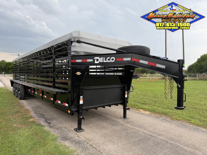 2025 DELCO 6' 8" X 32' BAR TOP GOOSENECK CATTLE STOCK TRAILER BLACK/GREY 21,000 GVWR