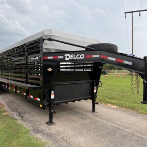 2025 DELCO 6' 8" X 32' BAR TOP GOOSENECK CATTLE STOCK TRAILER BLACK/GREY 21,000 GVWR