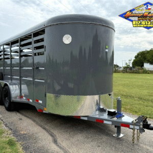 2026 DELCO 6' X 16' BUMPER PULL STOCK TRAILER FIGHTER JET GREY 12K GVWR