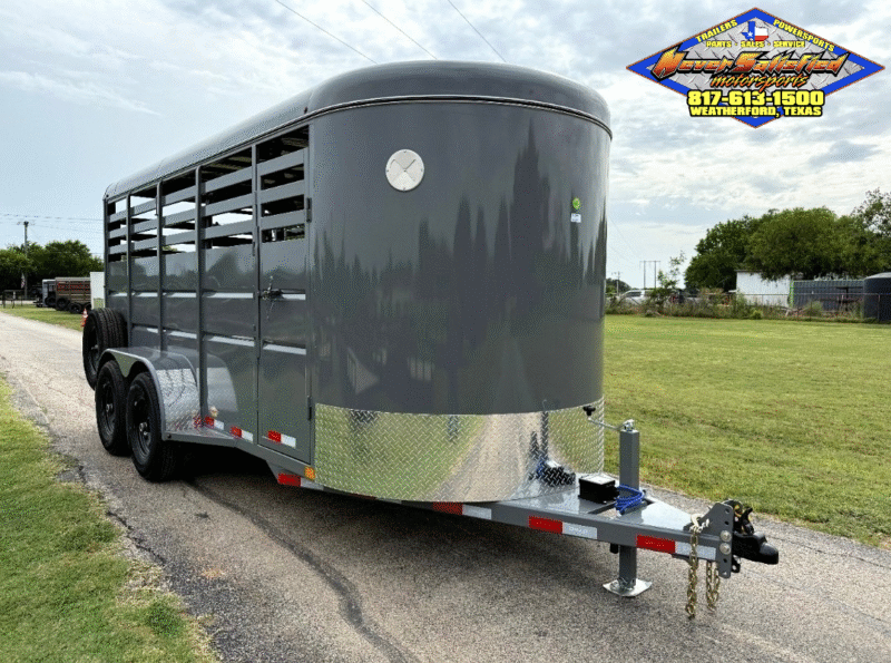 2026 DELCO 6' X 16' BUMPER PULL STOCK TRAILER FIGHTER JET GREY 12K GVWR
