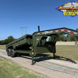 2026 DELCO 83" X 16' GOOSENECK TELESCOPING DUMP TRAILER WITH 2' SIDEWALLS, TARP, RAMPS AND SPARE 14,000 GVWR